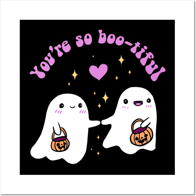 You are so boo-tiful a cute ghost couple for halloween Wall Art by Yarafantasyart